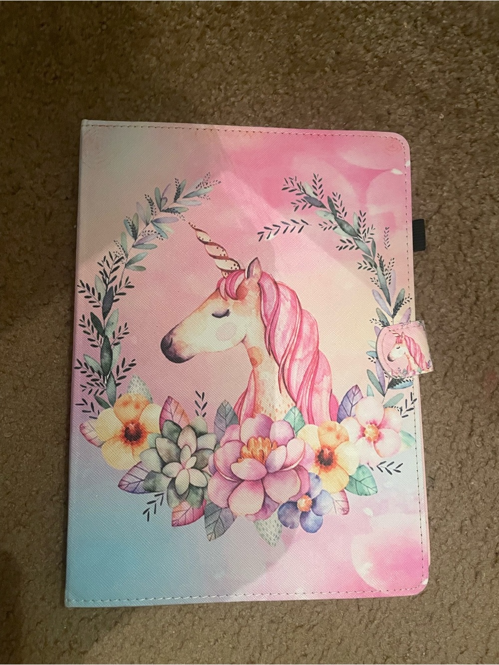 Pink Unicorn Floral Tablet Case